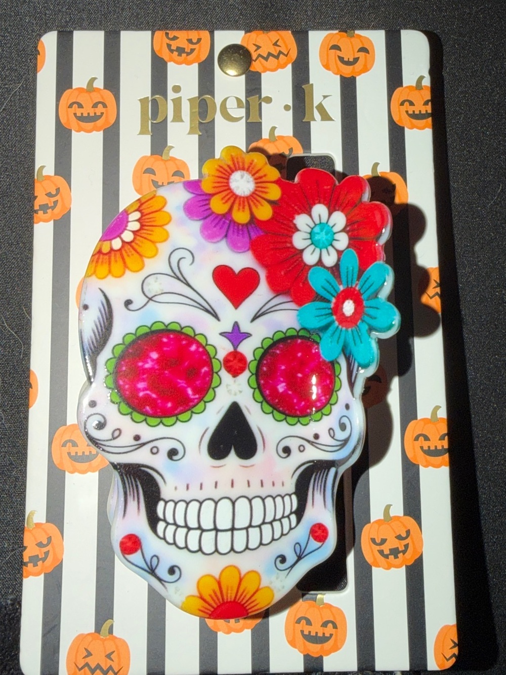 Piper K Day of the Dead Floral Sugar Skull hair clip